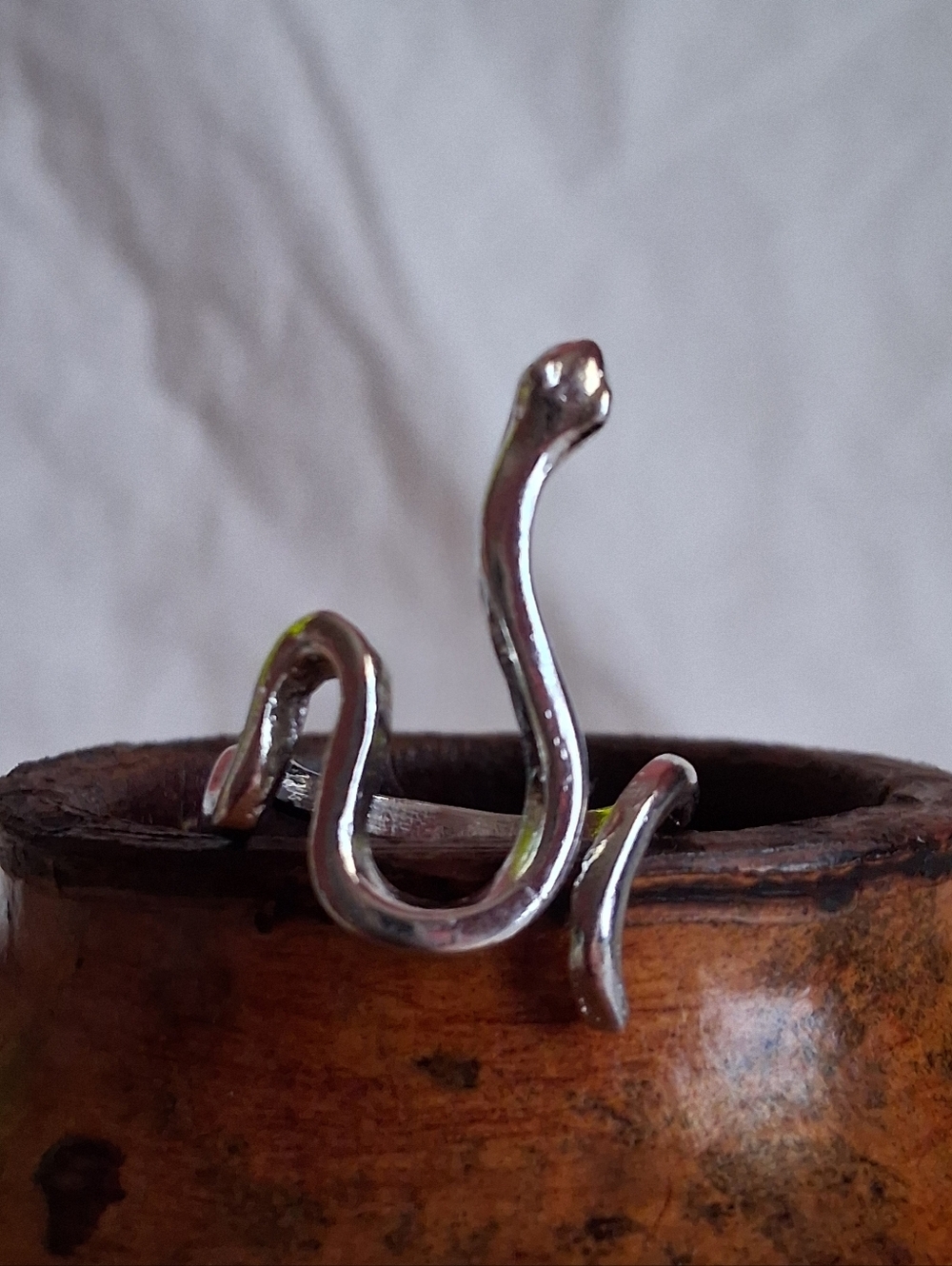 Slender Silver Serpent Ring